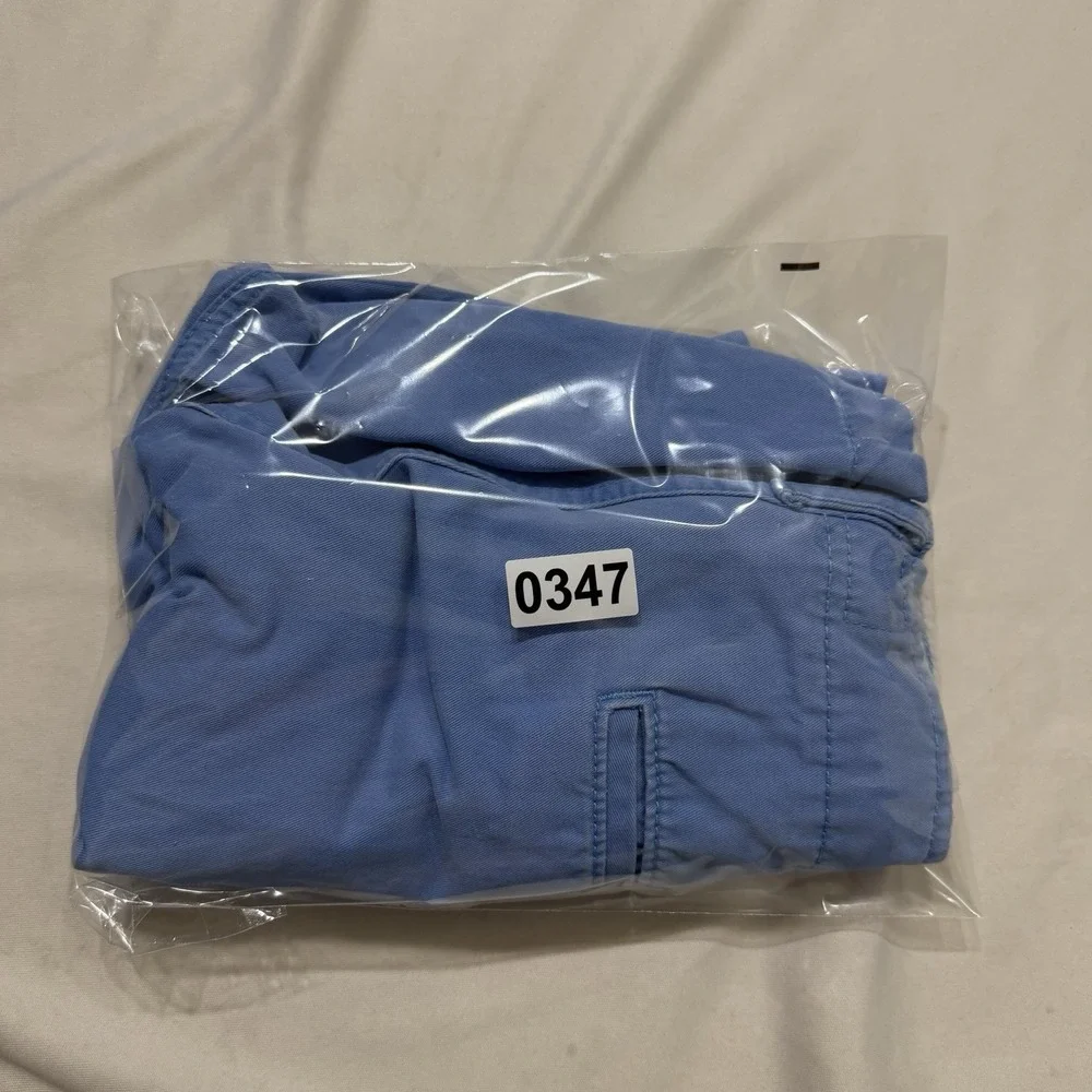 American Eagle Classic Chino Shorts Mens 34 Blue Cotton Flat Front Casual Preppy